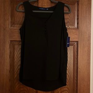 Black Sleeveless Top with Button Detailing